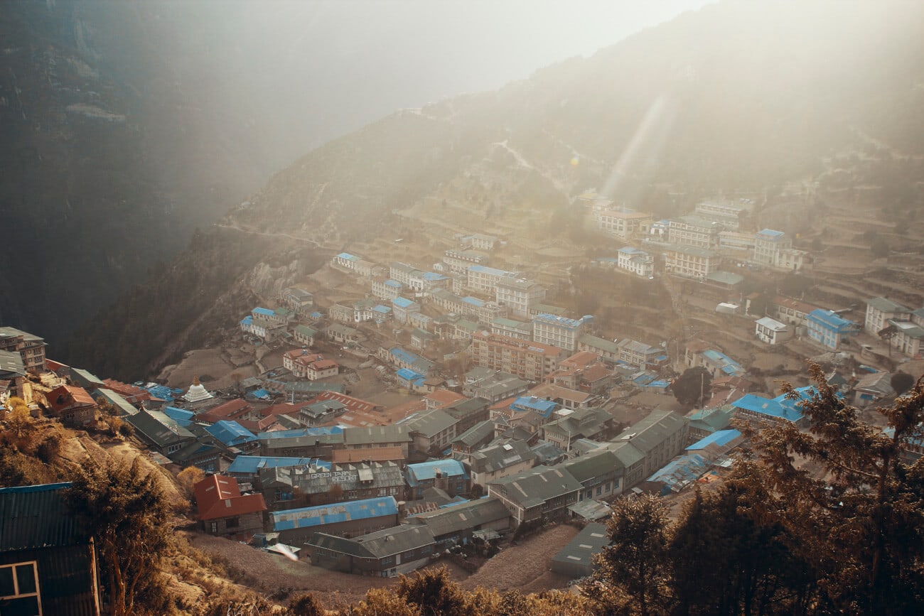 Namche Bazar in the sunset - The Best Everest Base Camp Trek Itinerary 